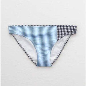 aerie Seer Sucker Plaid Gingham Bikini Frill Ruffl